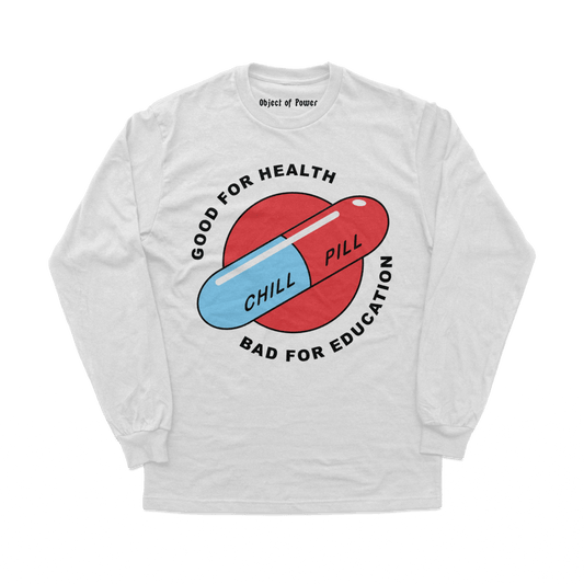 Object of Power nerdy gamer anime tabletop roleplaying Long Sleeve Tee Chill Pill Long Sleeve Tee Front Print / White / XS