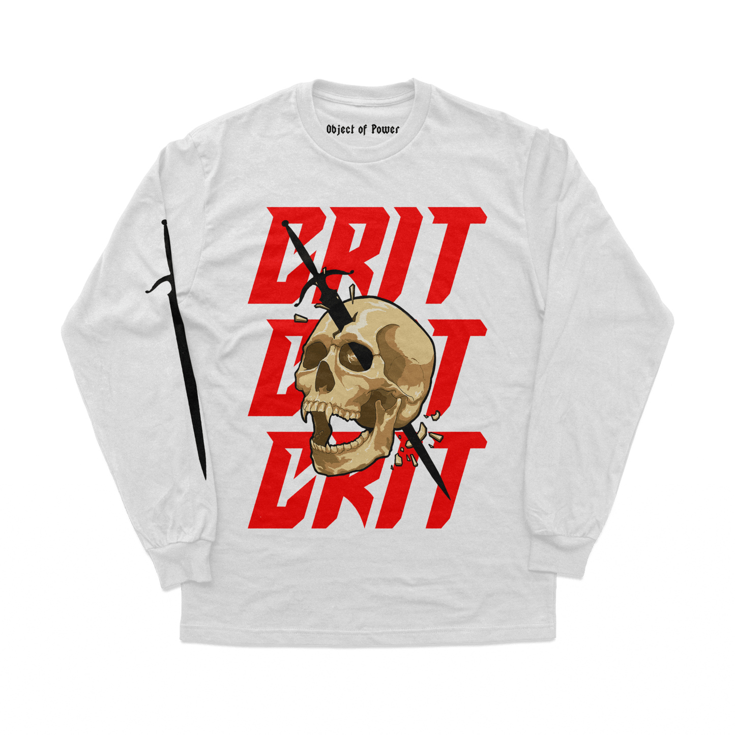 Object of Power nerdy gamer anime tabletop roleplaying Long Sleeve Tee Melee Critical Long Sleeve Tee Front & Sleeve Prints / White / XS