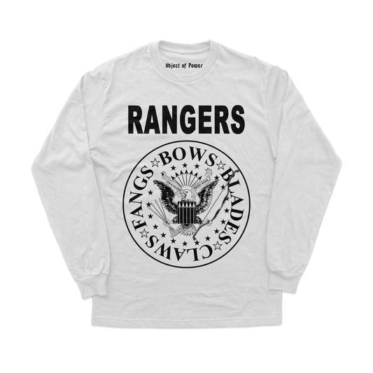 Object of Power nerdy gamer anime tabletop roleplaying Long Sleeve Tee Rangers Rock Band Long Sleeve Tee Front Print / White / XS