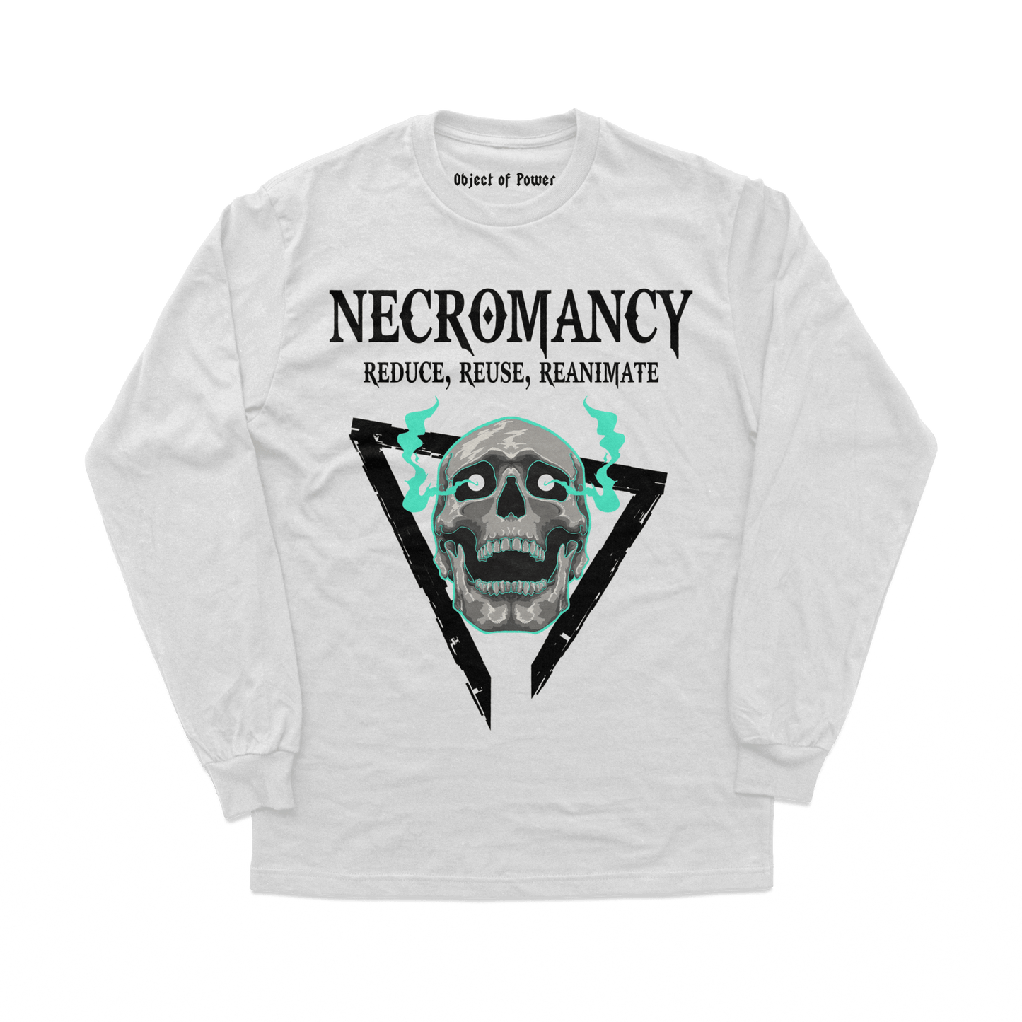 Object of Power nerdy gamer anime tabletop roleplaying Long Sleeve Tee Necromantic Environmentalism Long Sleeve Tee Front Prints / White / XS