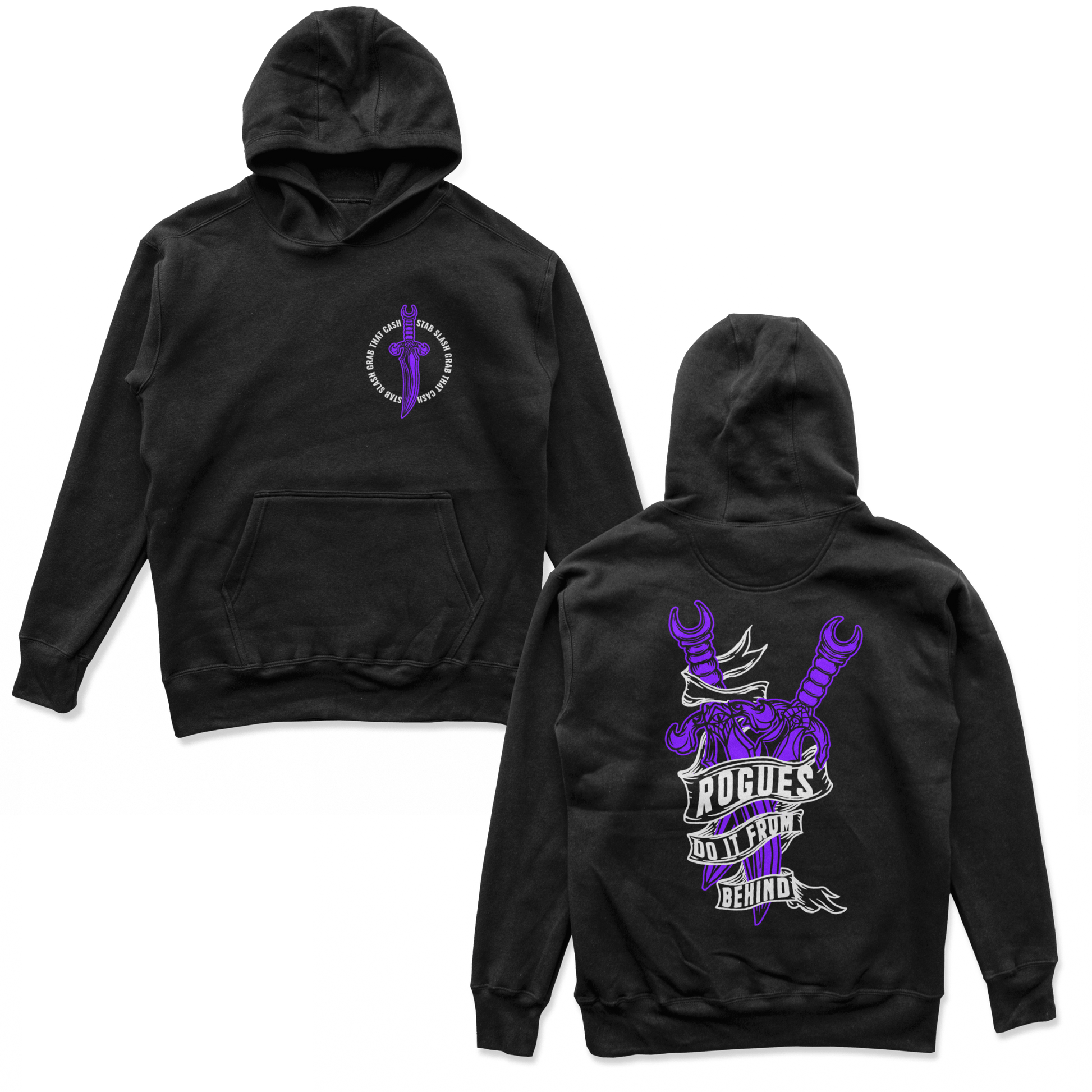 Object of Power nerdy gamer anime tabletop roleplaying Hoodie Rogue's Dagger Hoodie Chest & Back Prints / Black / S