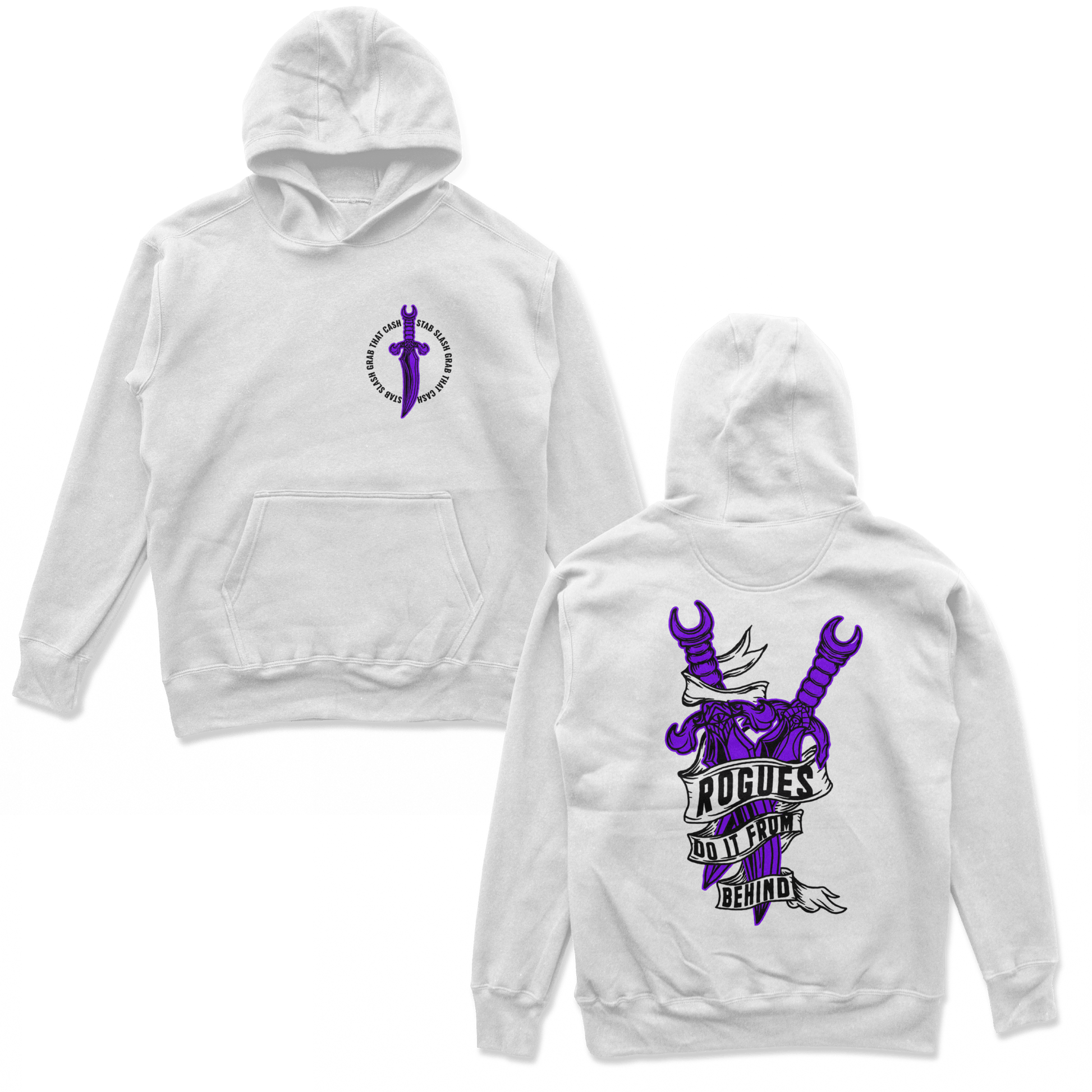 Object of Power nerdy gamer anime tabletop roleplaying Hoodie Rogue's Dagger Hoodie Chest & Back Prints / White / S